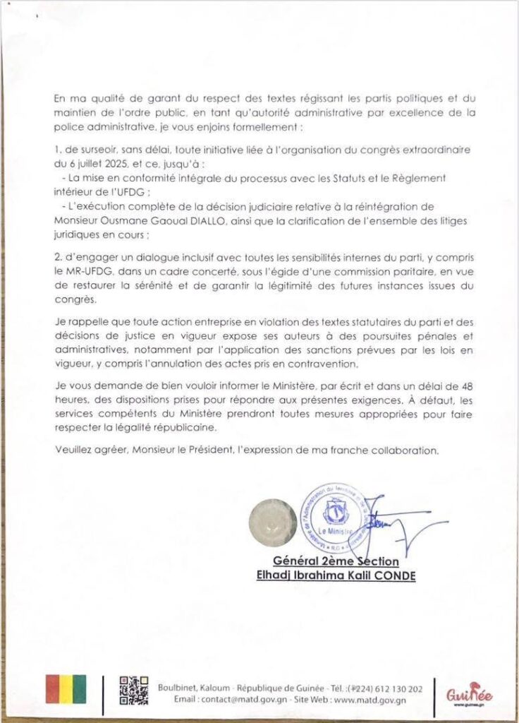 IMG_5768-736x1024 Guinée : Le ministre de l’administration du territoire ordonne à l’UFDG de surseoir à l’organisation du congrès extraordinaire du 06 juillet et à exécuter la décision relative à la réintégration de Ousmane Gaoual (Copie)